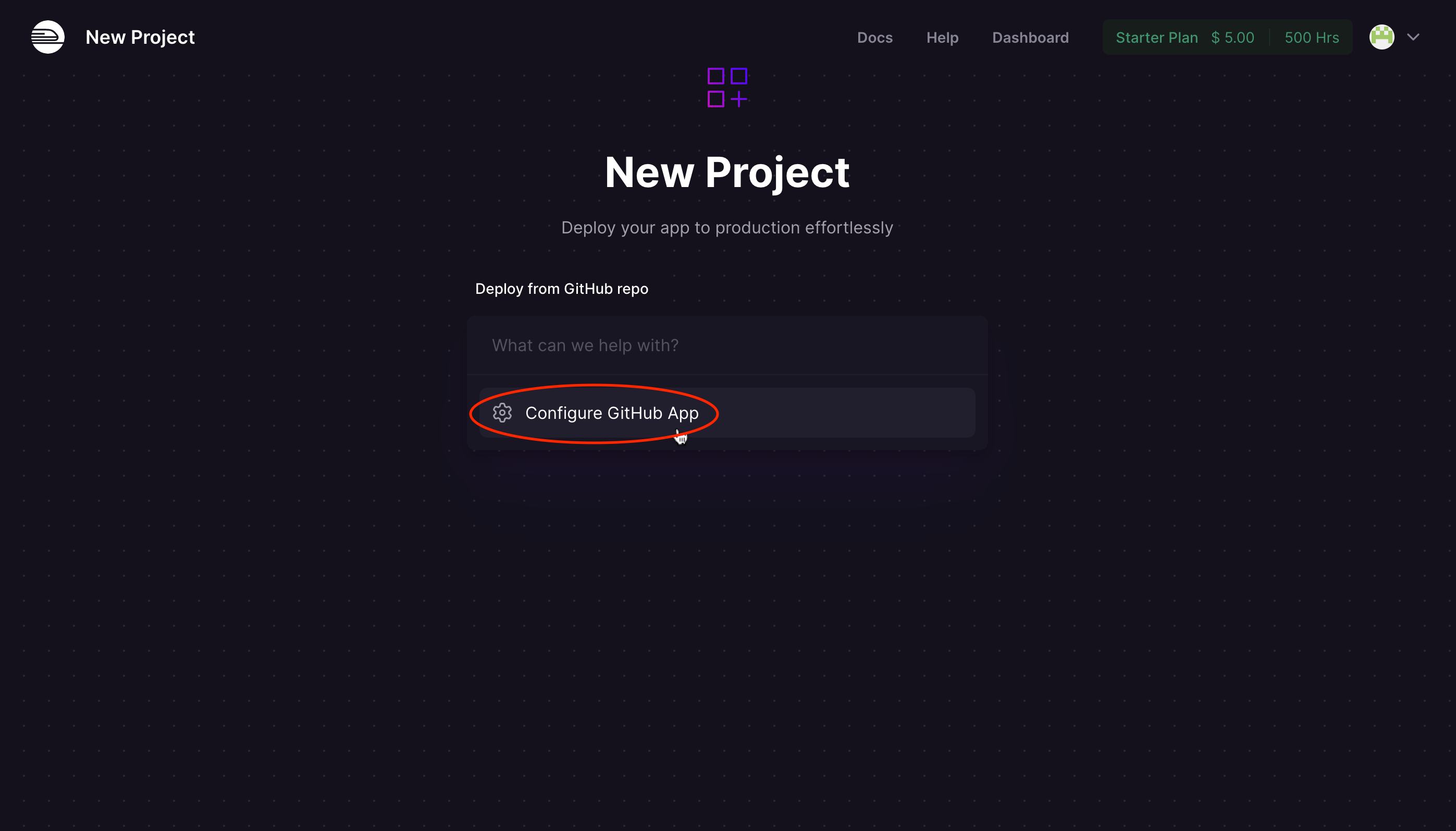 Screenshot of choosing configure GitHub app.
