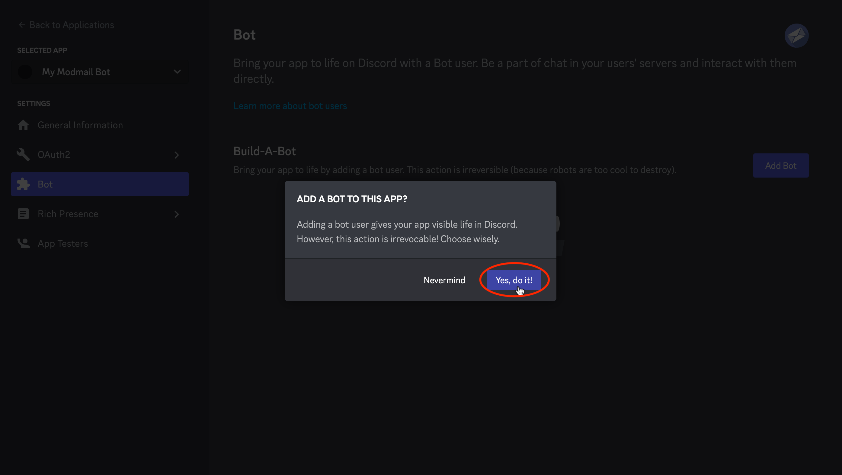 Screenshot of the confirmation page, click yes do it.