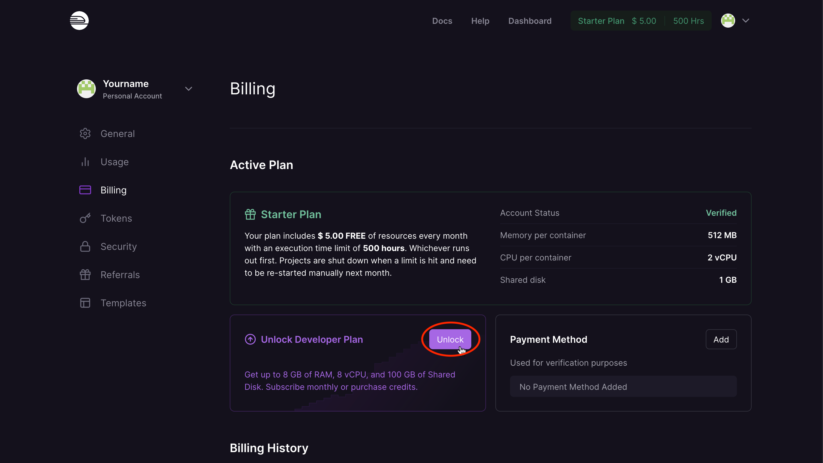Screenshot of clicking the unlock button.
