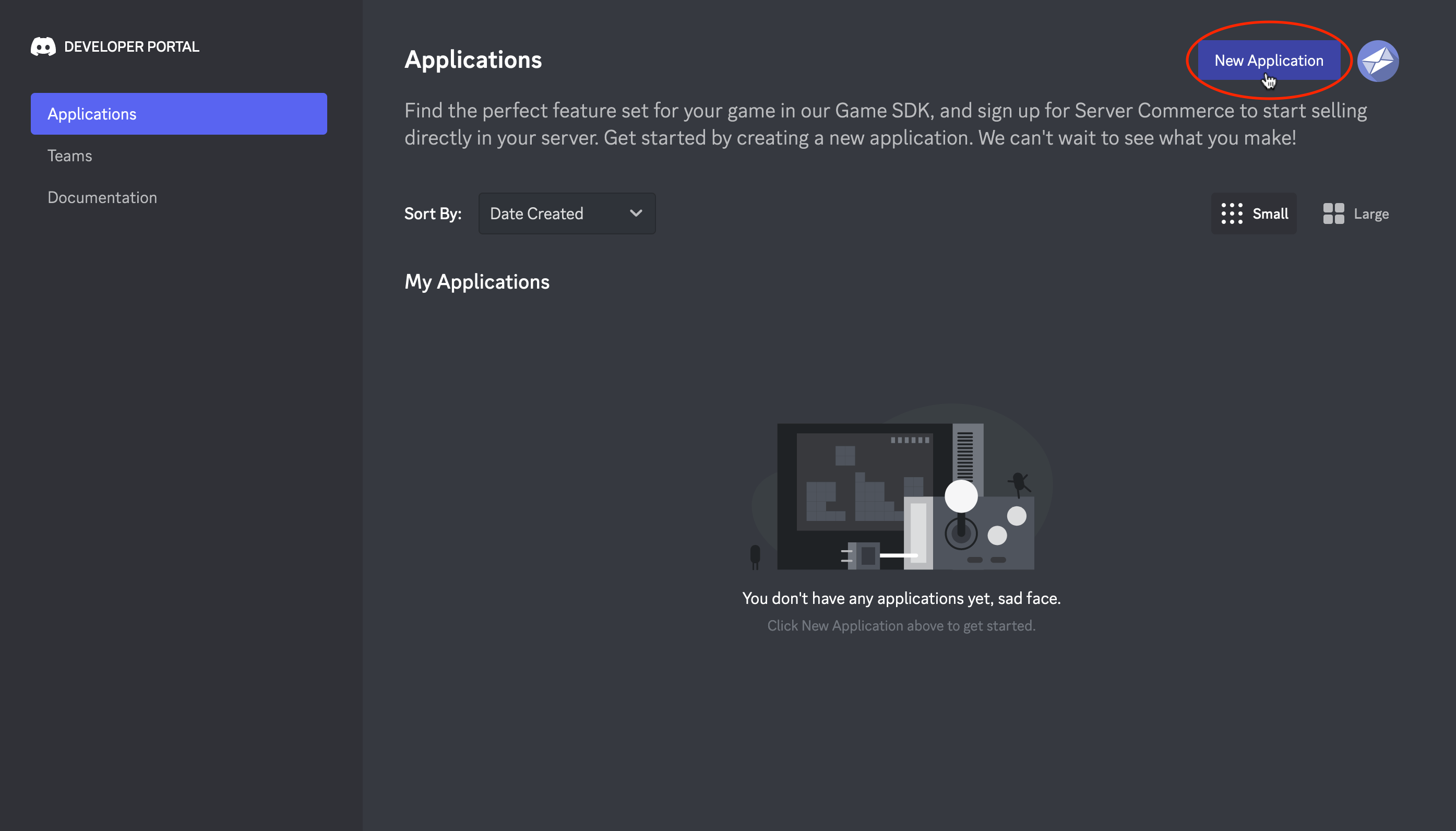 Screenshot of the Discord Developer Portal homepage.