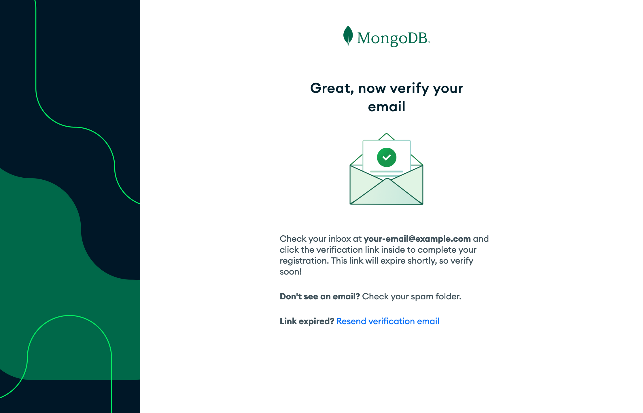 Screenshot of an email verification screen.
